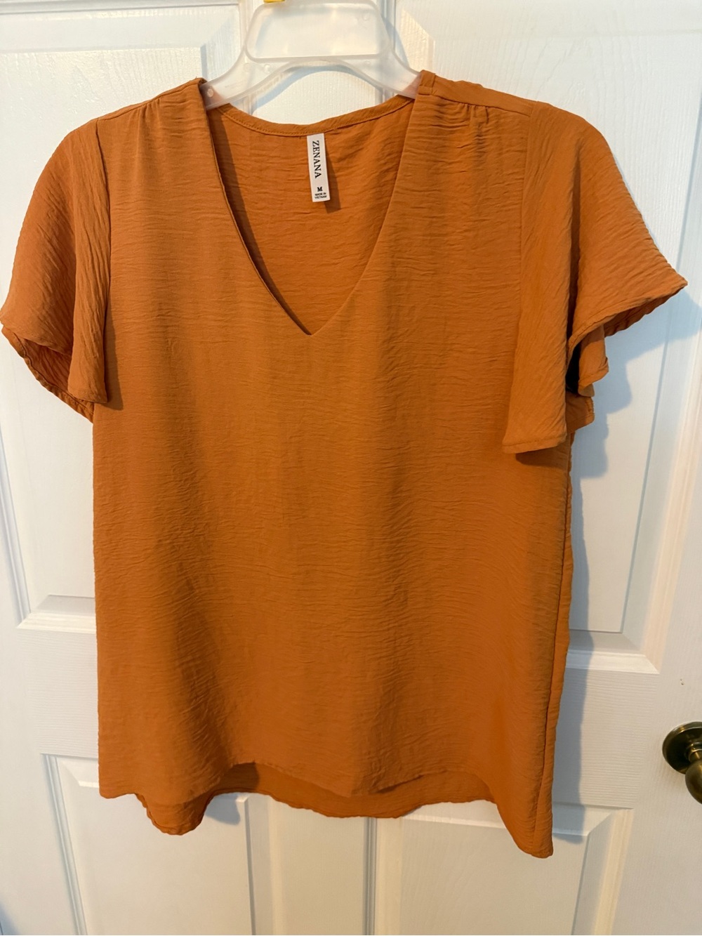 Zenana Outfitters V-Neck Flutter Sleeve Blouse